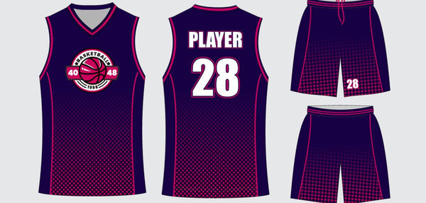 Sublimated basketball uniform design #669: jersey front, back and shorts