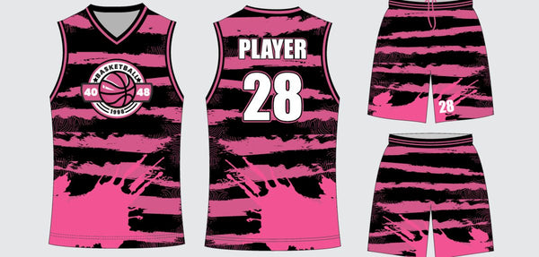 Sublimated basketball uniform design #670: jersey front, back and shorts