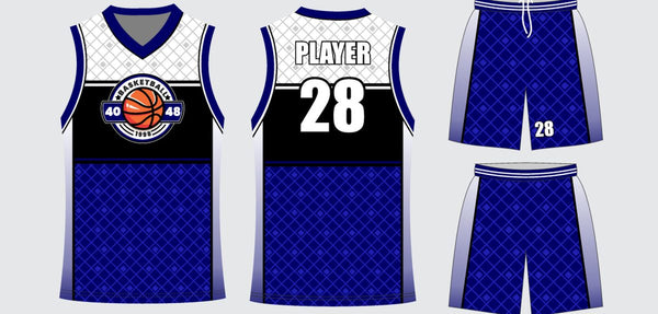 Sublimated basketball uniform design #674: jersey front, back and shorts