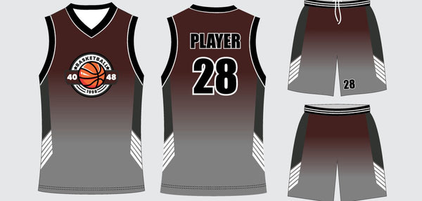 Sublimated basketball uniform design #677: jersey front, back and shorts