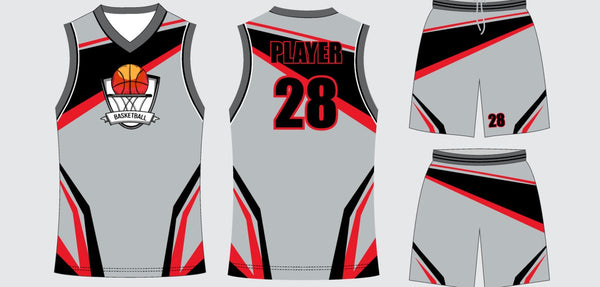 Sublimated basketball uniform design #678: jersey front, back and shorts
