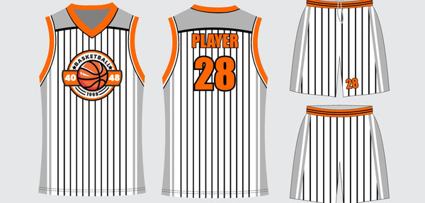 Sublimated basketball uniform design #679: jersey front, back and shorts