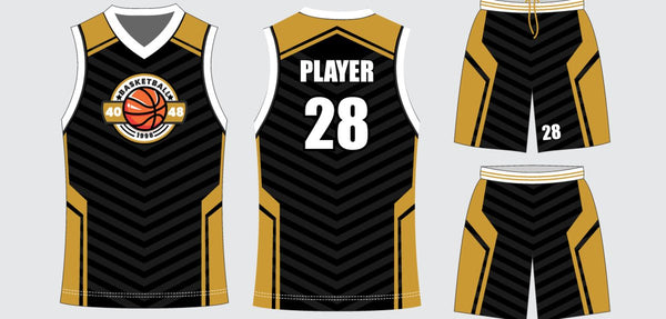 Sublimated basketball uniform design #680: jersey front, back and shorts