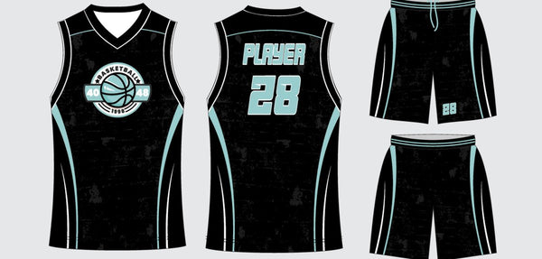 Sublimated basketball uniform design #683: jersey front, back and shorts