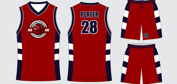 Sublimated basketball uniform design #684: jersey front, back and shorts