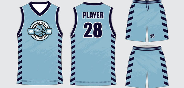 Sublimated basketball uniform design #685: jersey front, back and shorts