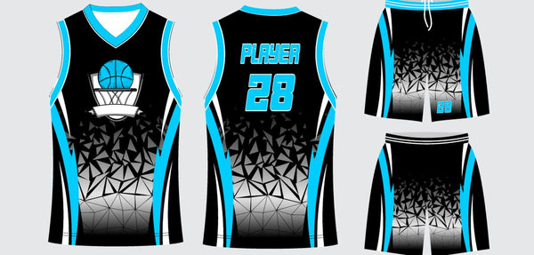 Sublimated basketball uniform design #688: jersey front, back and shorts