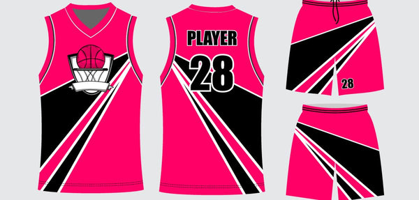 Sublimated basketball uniform design #693: jersey front, back and shorts