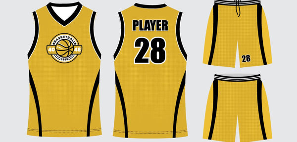Sublimated basketball uniform design #695: jersey front, back and shorts