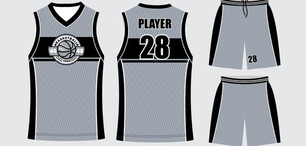 Sublimated basketball uniform design #696: jersey front, back and shorts