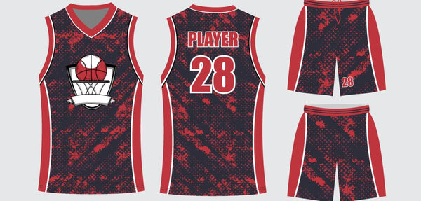 Sublimated basketball uniform design #698: jersey front, back and shorts