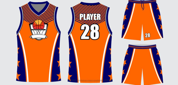 Sublimated basketball uniform design #699: jersey front, back and shorts