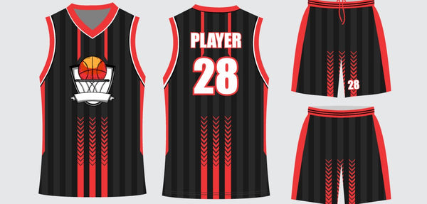Sublimated basketball uniform design #700: jersey front, back and shorts