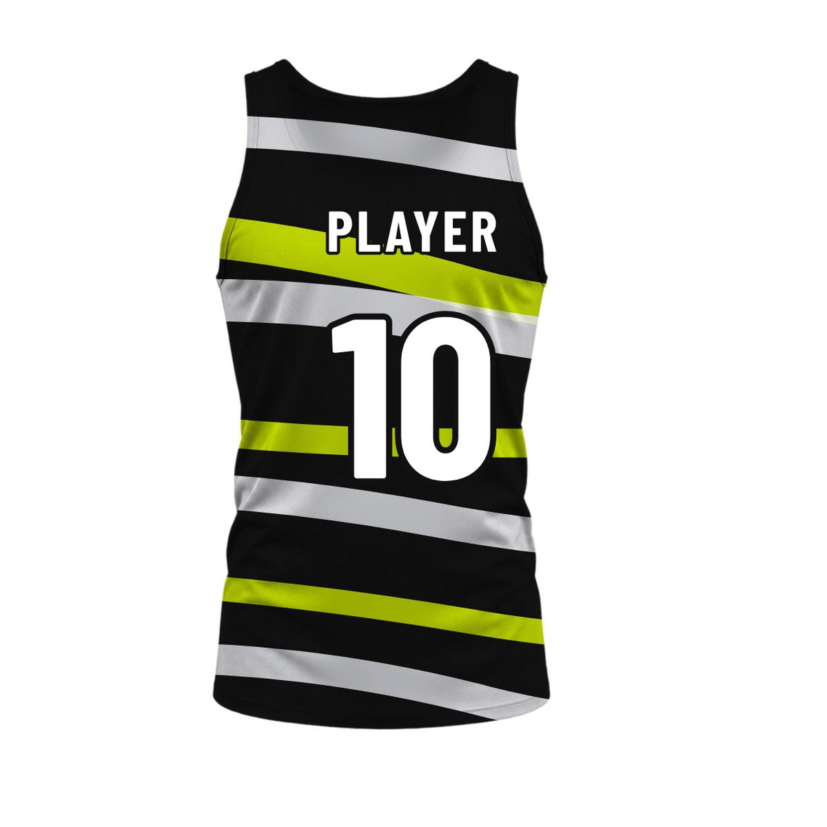 Brush Netball Top: sublimated netball design, back view