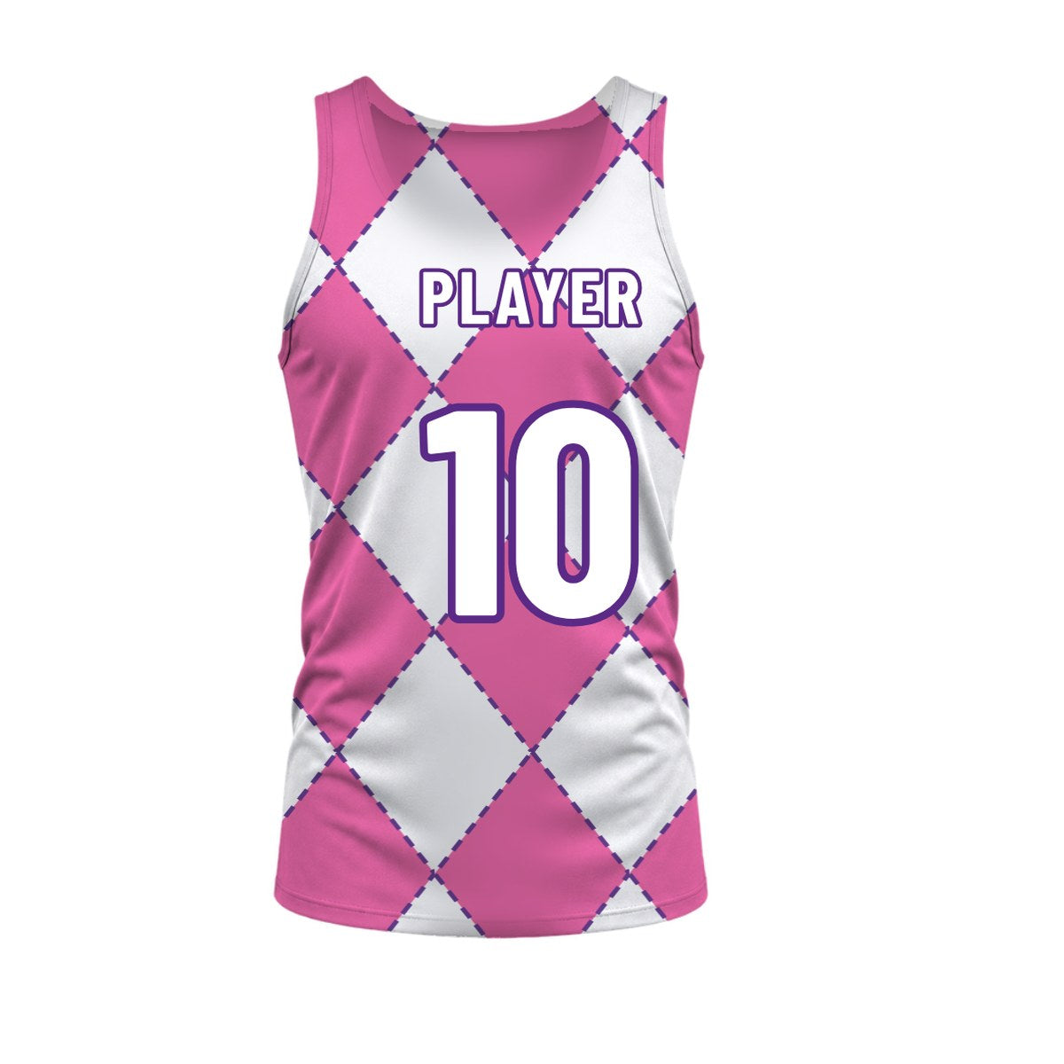 Diamond Netball Top: sublimated netball design, back view