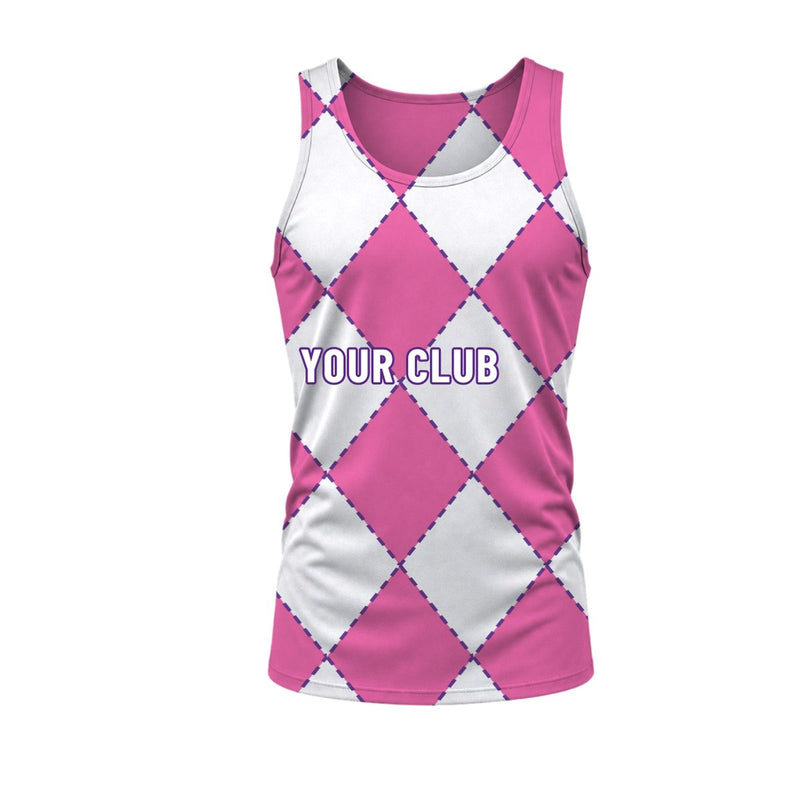 Diamond Netball Top: sublimated netball design, front view