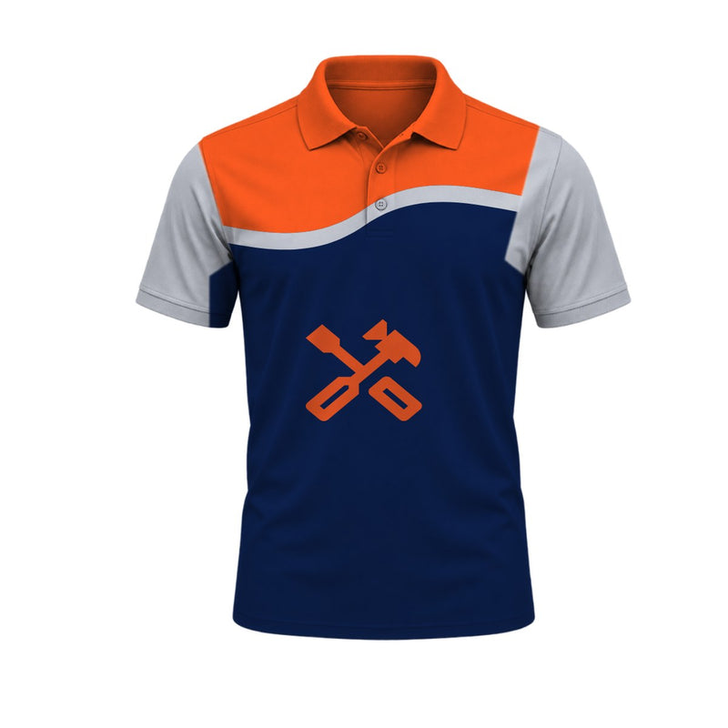 Hi-Vis Wave Work Polo: sublimated business design, front view