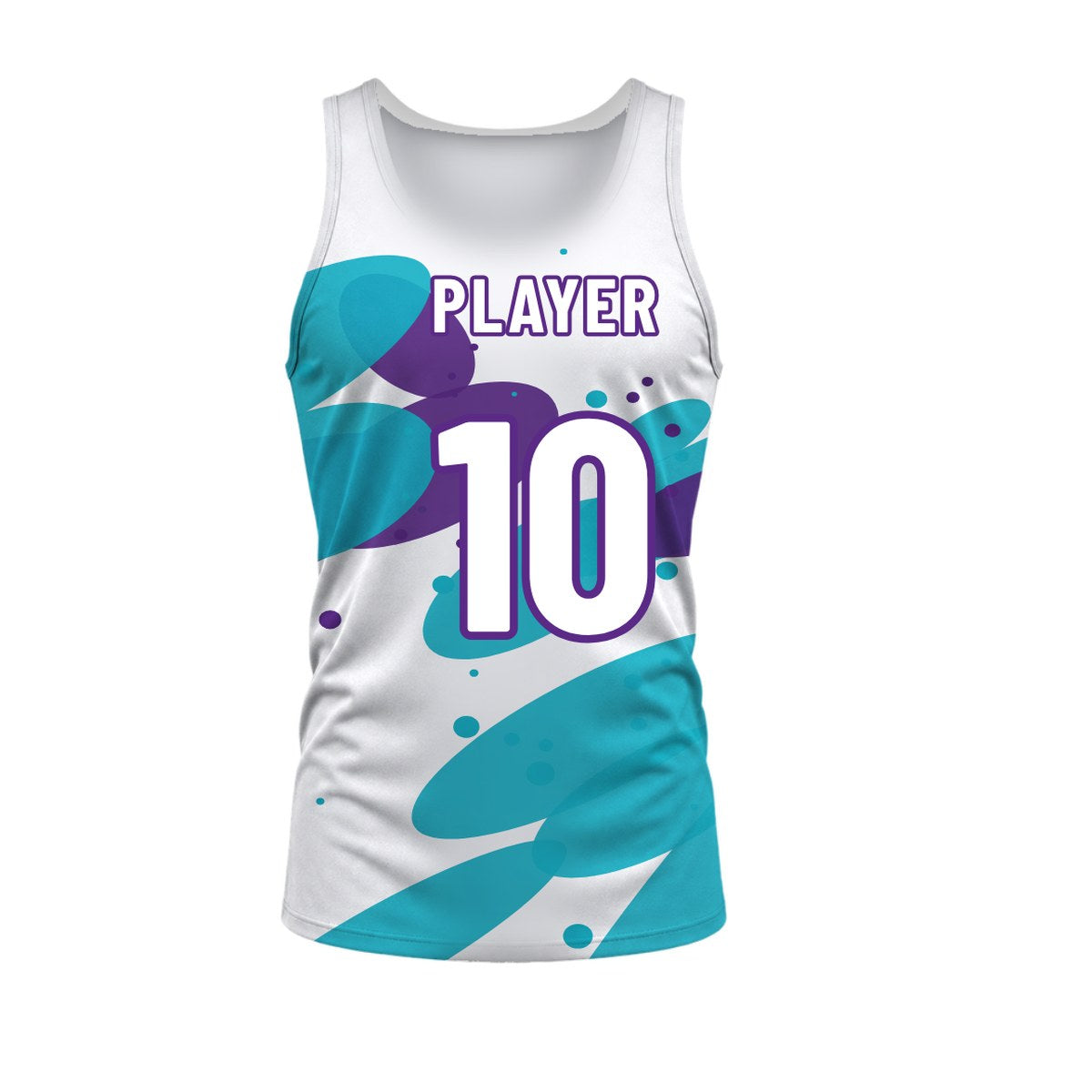 Retro Splash Basketball Singlet: sublimated basketball design, back view
