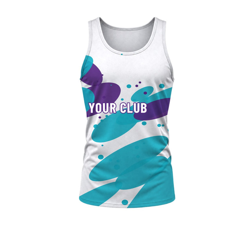 Retro Splash Basketball Singlet: sublimated basketball design, front view