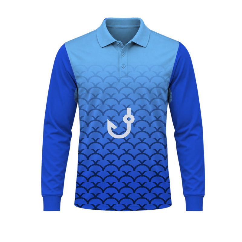Scale Fade Fishing Shirt: sublimated fishing design, front view