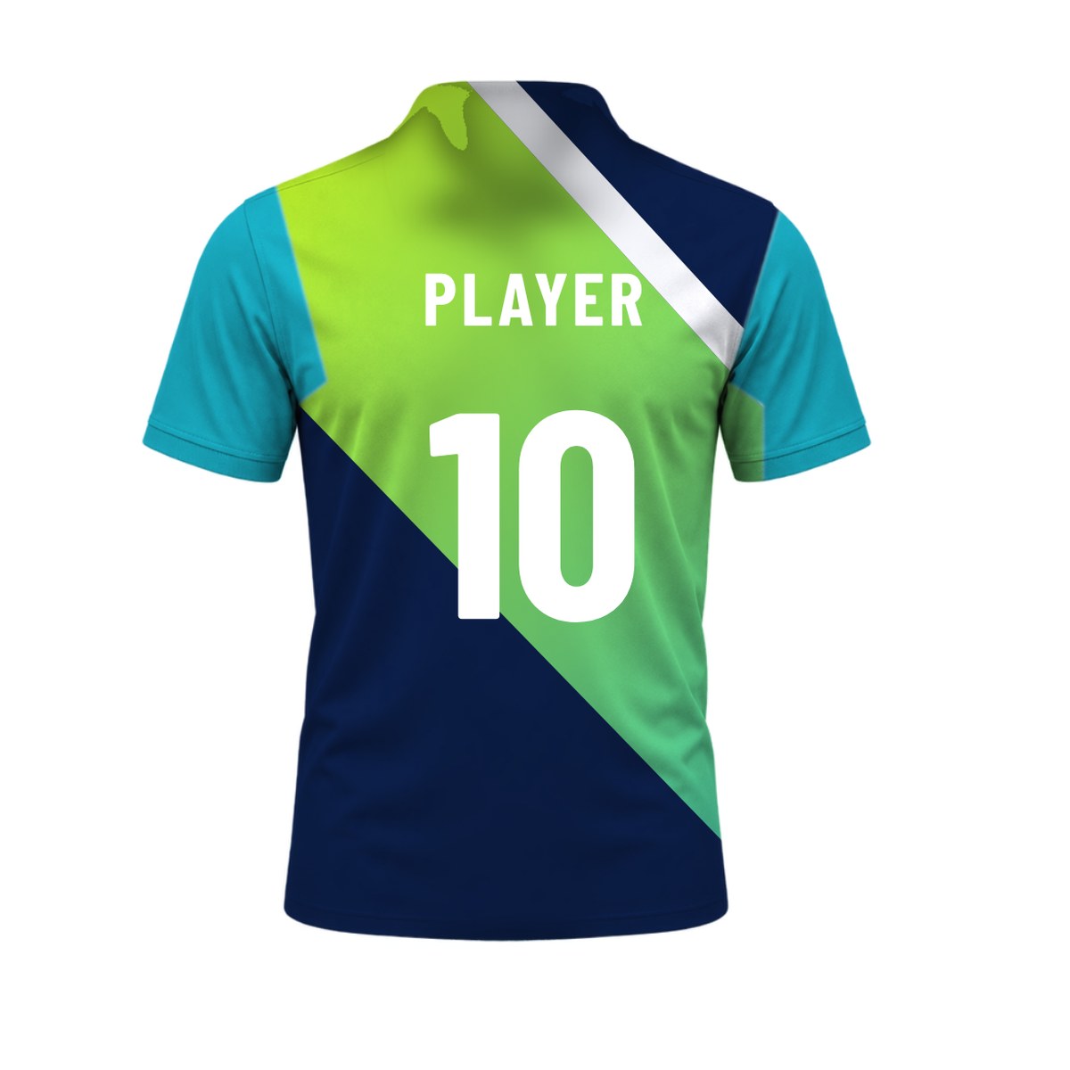 T20 Slash Cricket Shirt: sublimated cricket design, back view