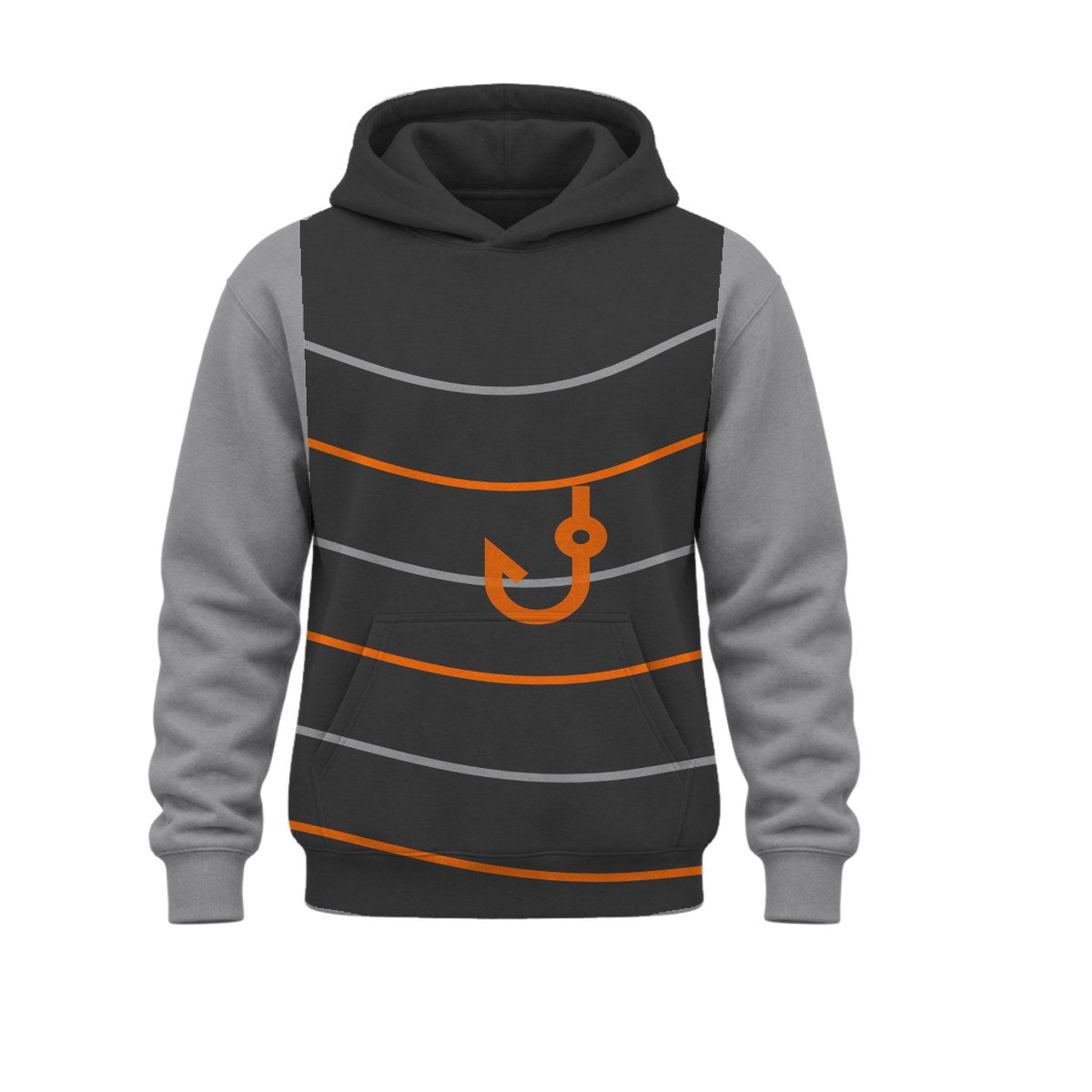 Topo Fishing Hoodie: sublimated fishing design, front view