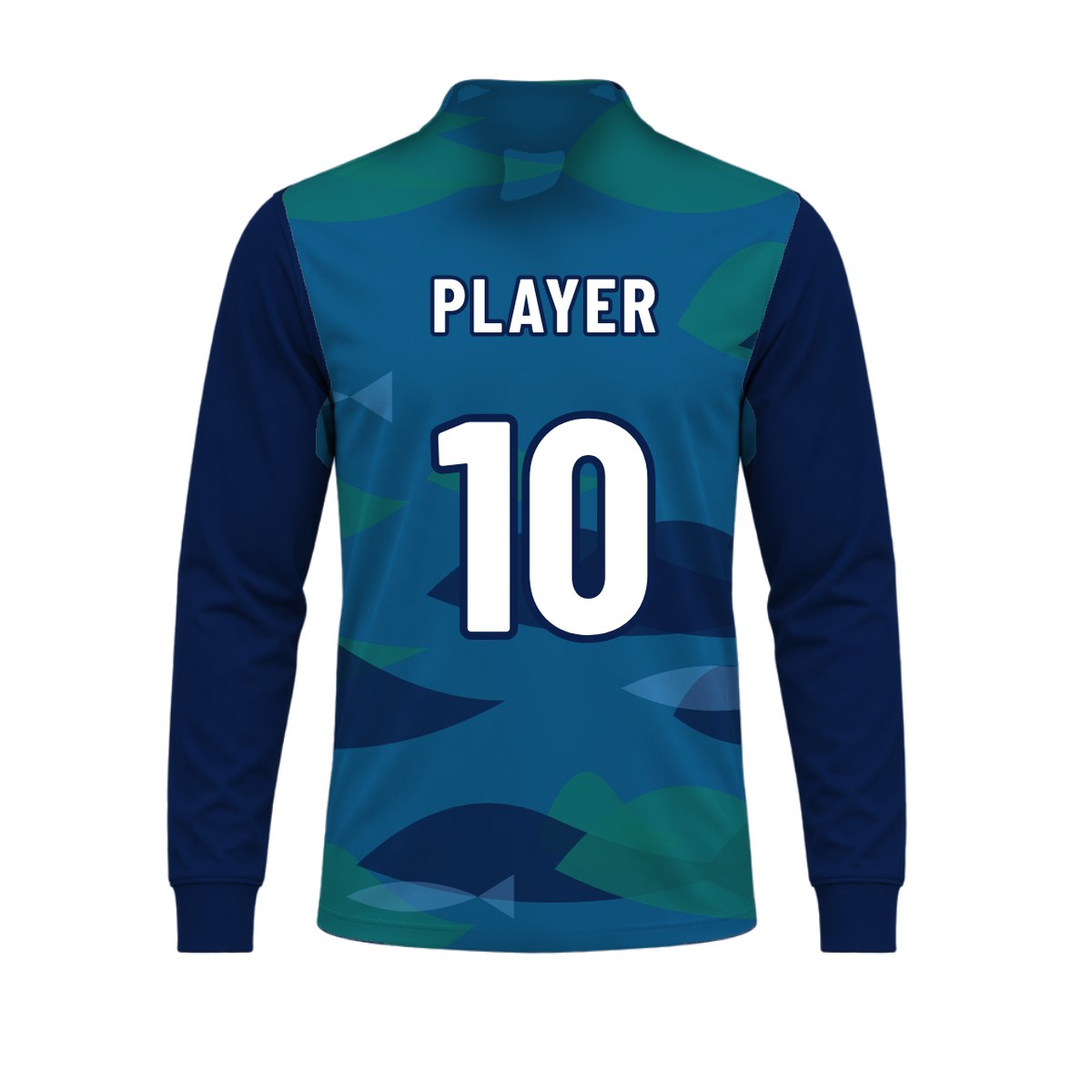 Water Camo Fishing Shirt: sublimated fishing design, back view