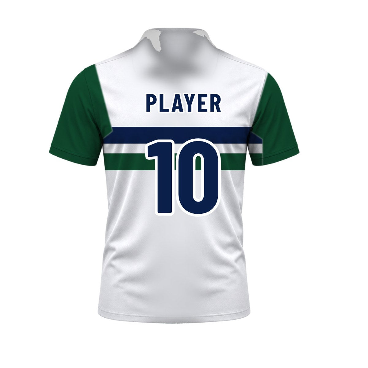 Whites Trim Cricket Polo: sublimated cricket design, back view