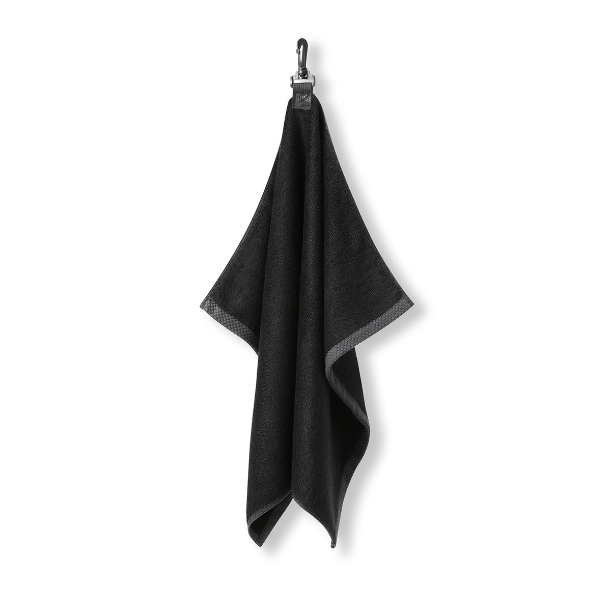 Bamboo Golf Towel with plastic hook - Black - Back