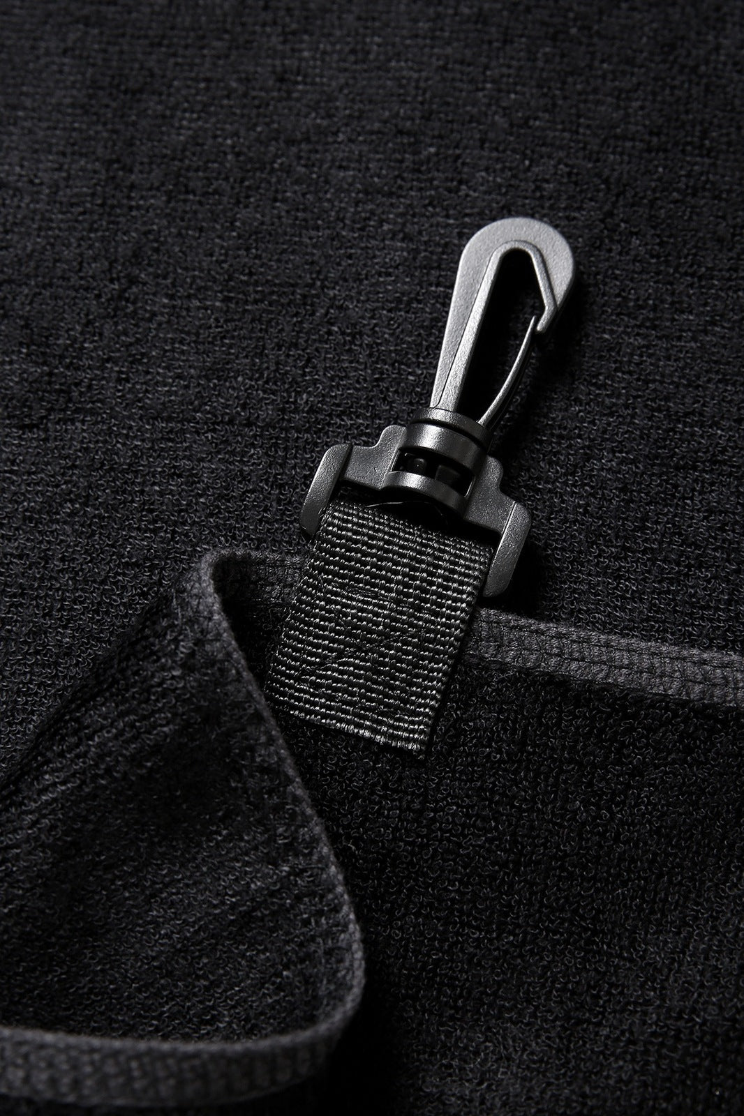 Bamboo Golf Towel with plastic hook - Black - View