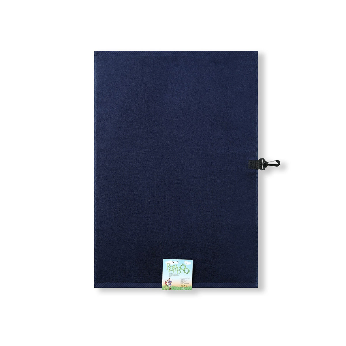 Bamboo Golf Towel with plastic hook - Navy Blue - Front
