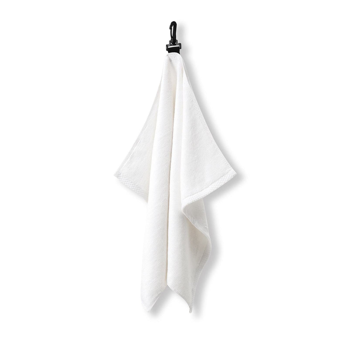 Bamboo Golf Towel with plastic hook - White - Back