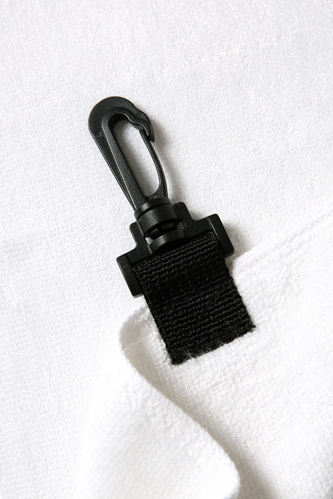 Bamboo Golf Towel with plastic hook - White - View