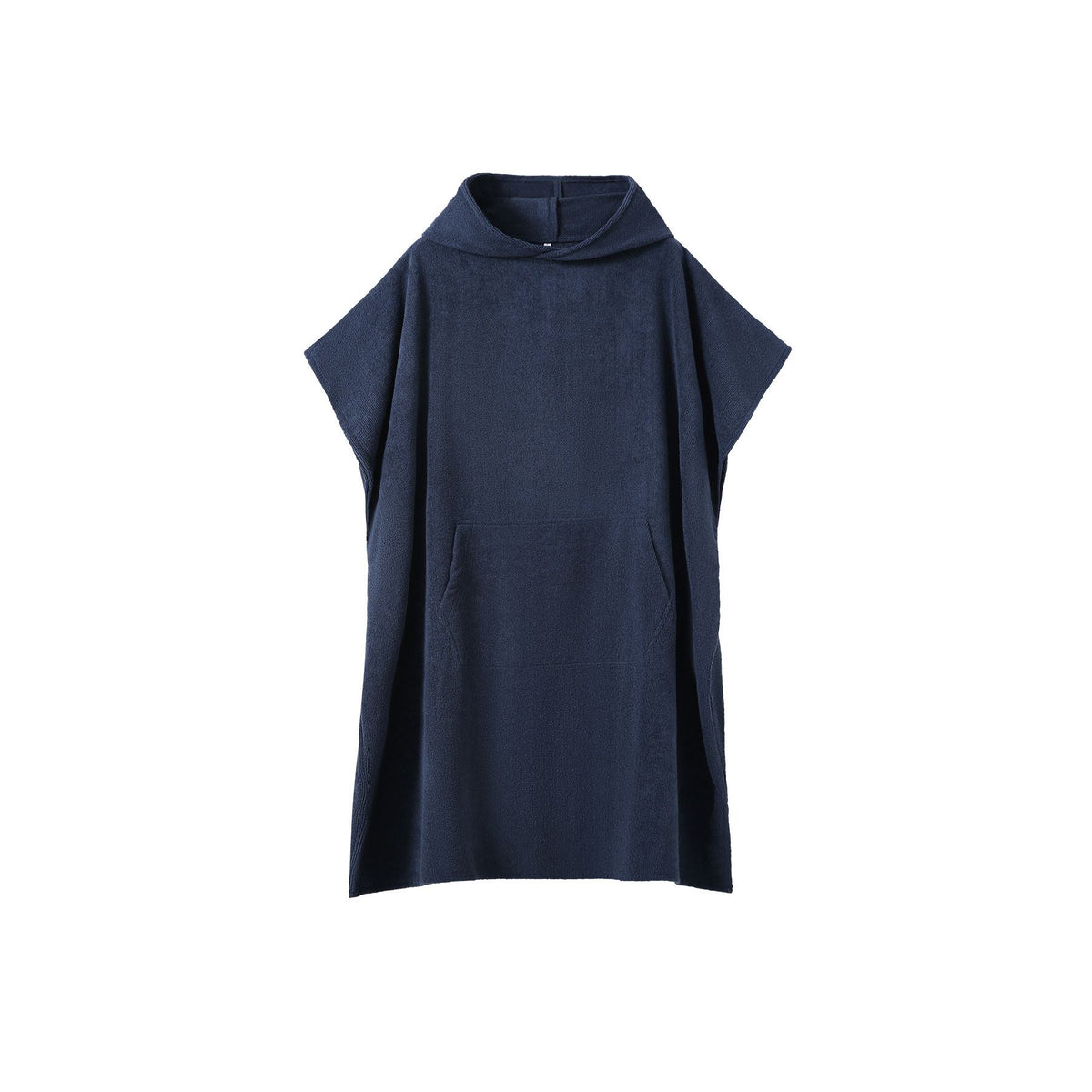 Kid's 380gsm poly/nylon hooded towel with kangaroo pocket - Navy Blue - Front