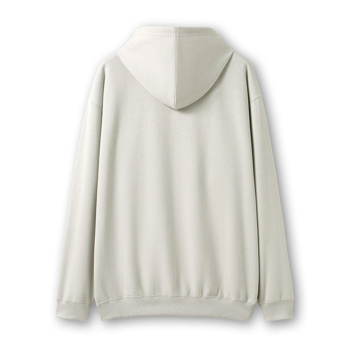 Mens Zip Hoodies with Pocket - Beige - Back
