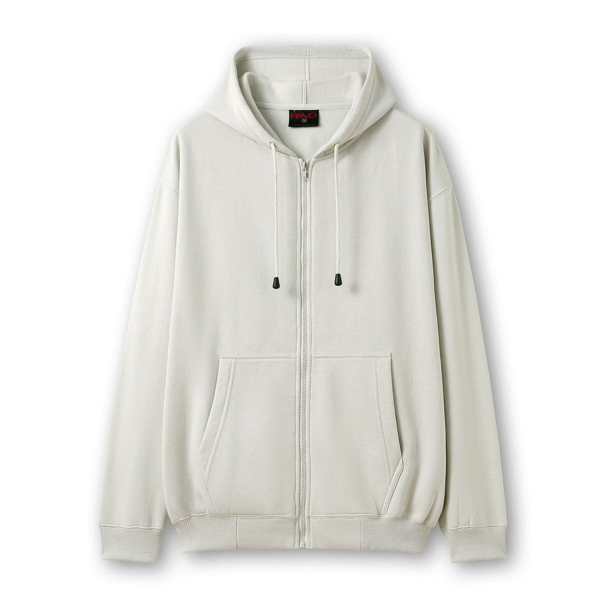 Mens Zip Hoodies with Pocket - Beige - Front