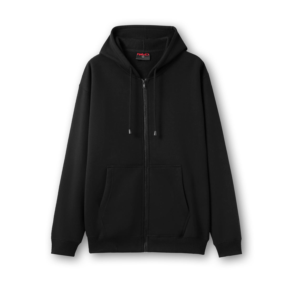 Mens Zip Hoodies with Pocket - Black - Front