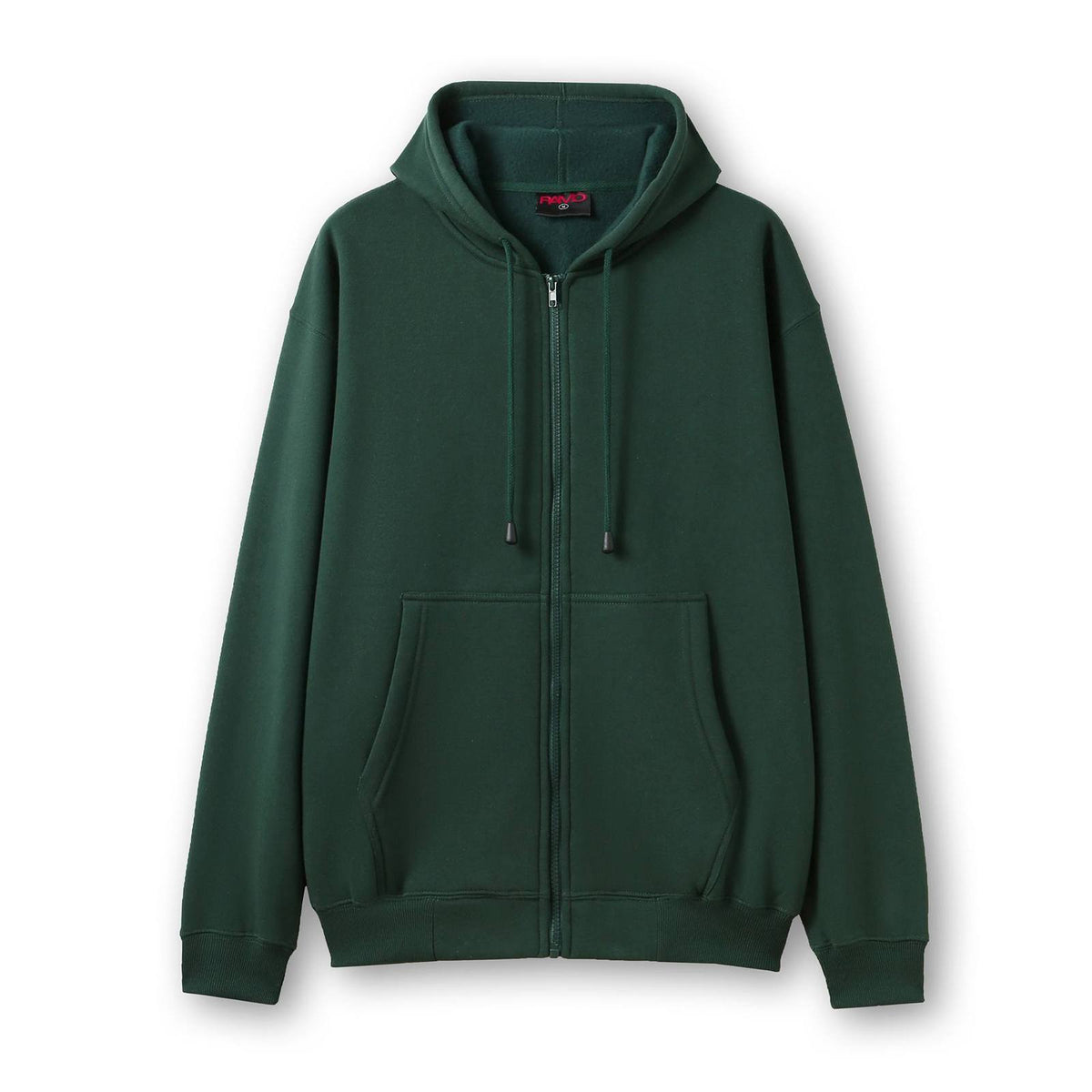Mens Zip Hoodies with Pocket - Bottle Green - Front