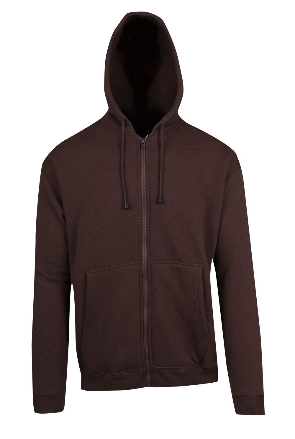Mens Zip Hoodies with Pocket - Brown - Front