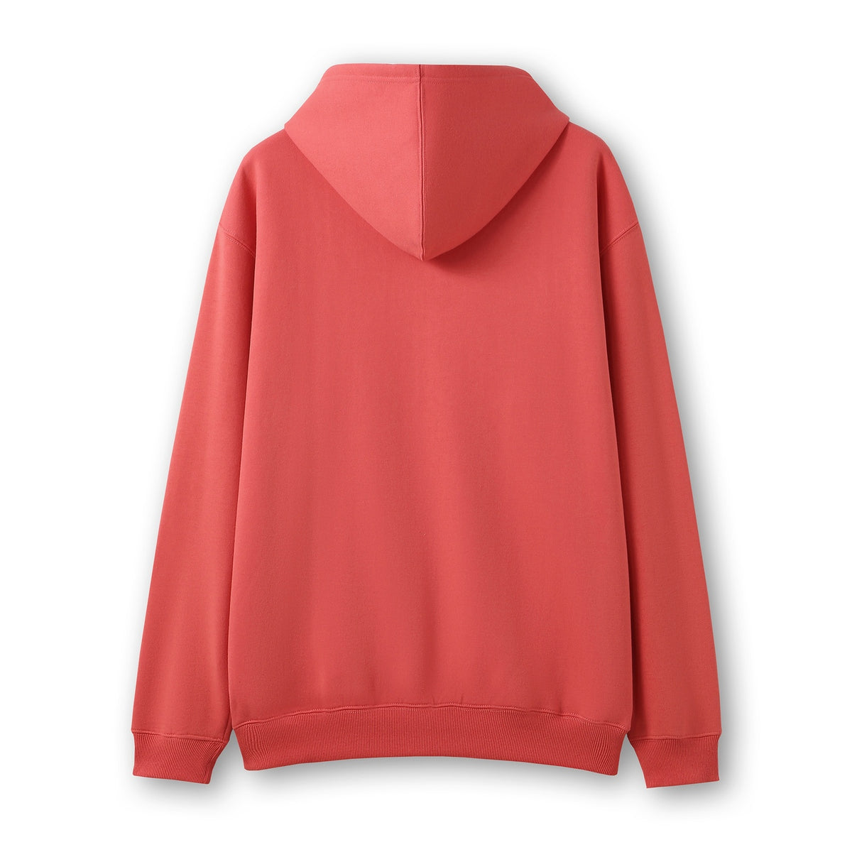 Mens Zip Hoodies with Pocket - Coral Red - Back