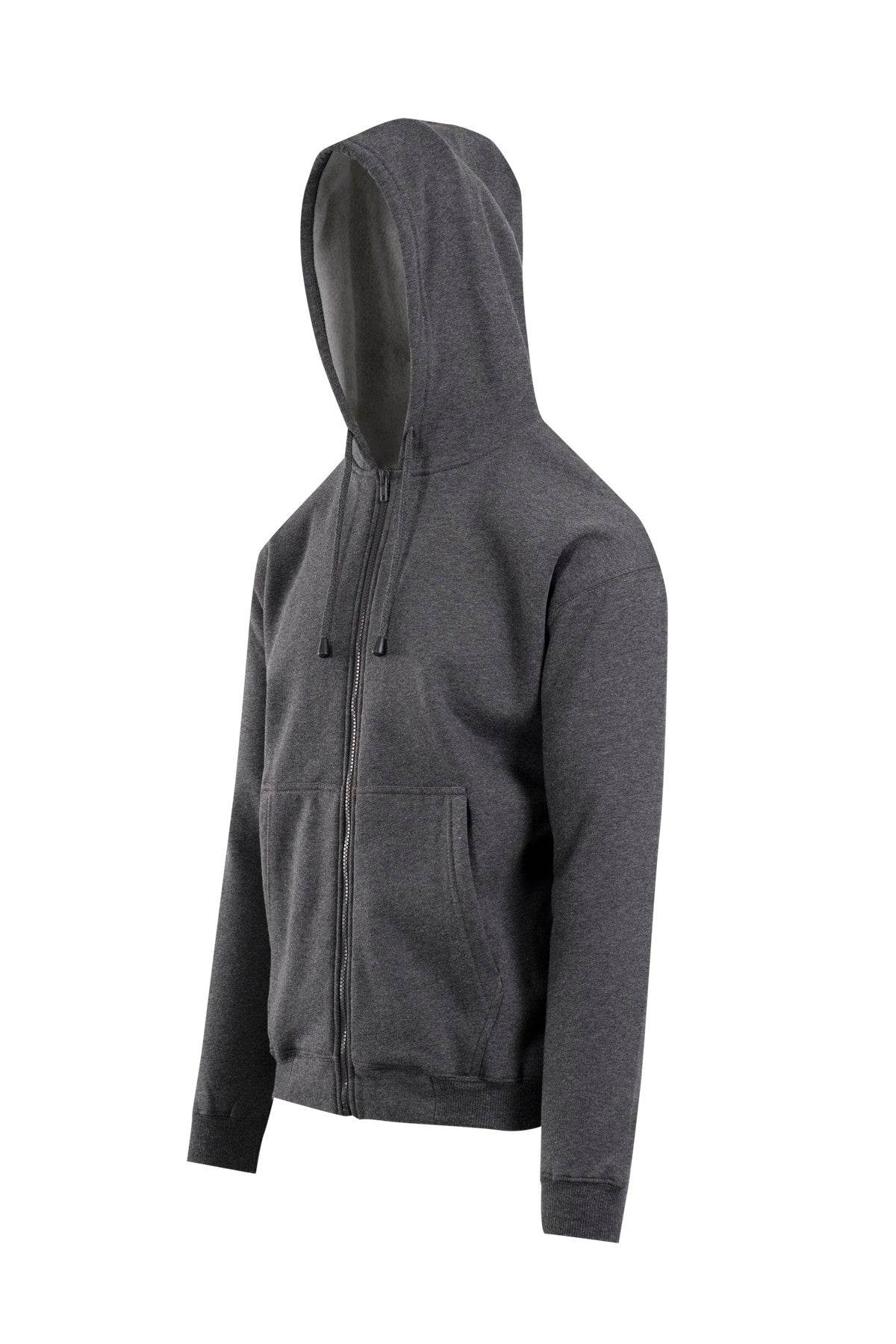 Mens Zip Hoodies with Pocket - Dark Marl - Side