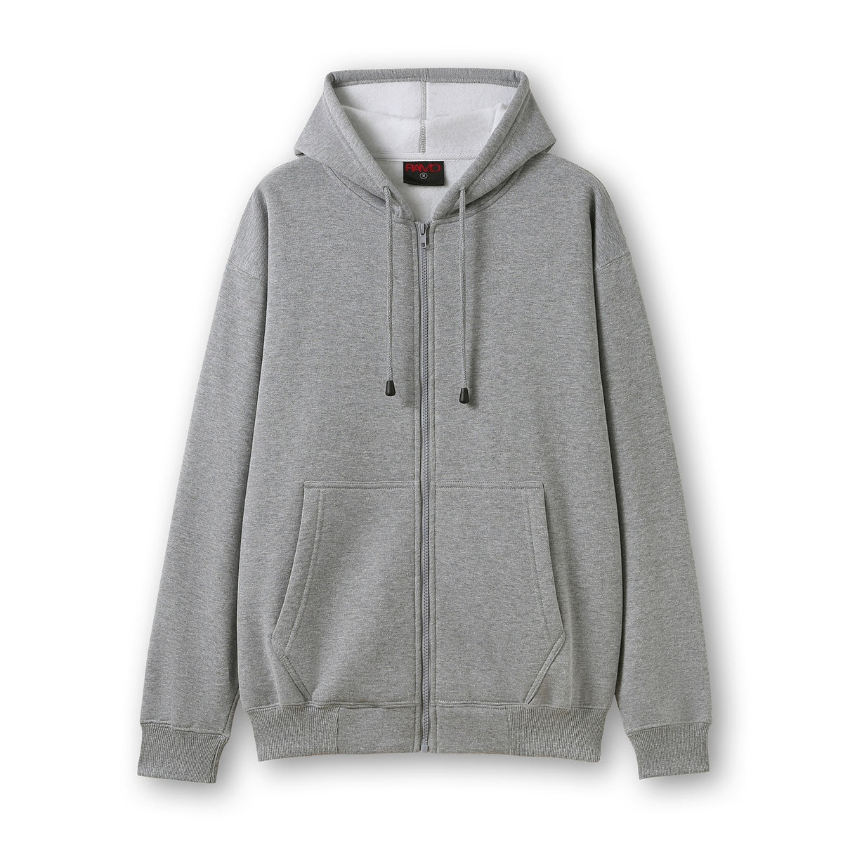 Mens Zip Hoodies with Pocket - Grey Marl - Front