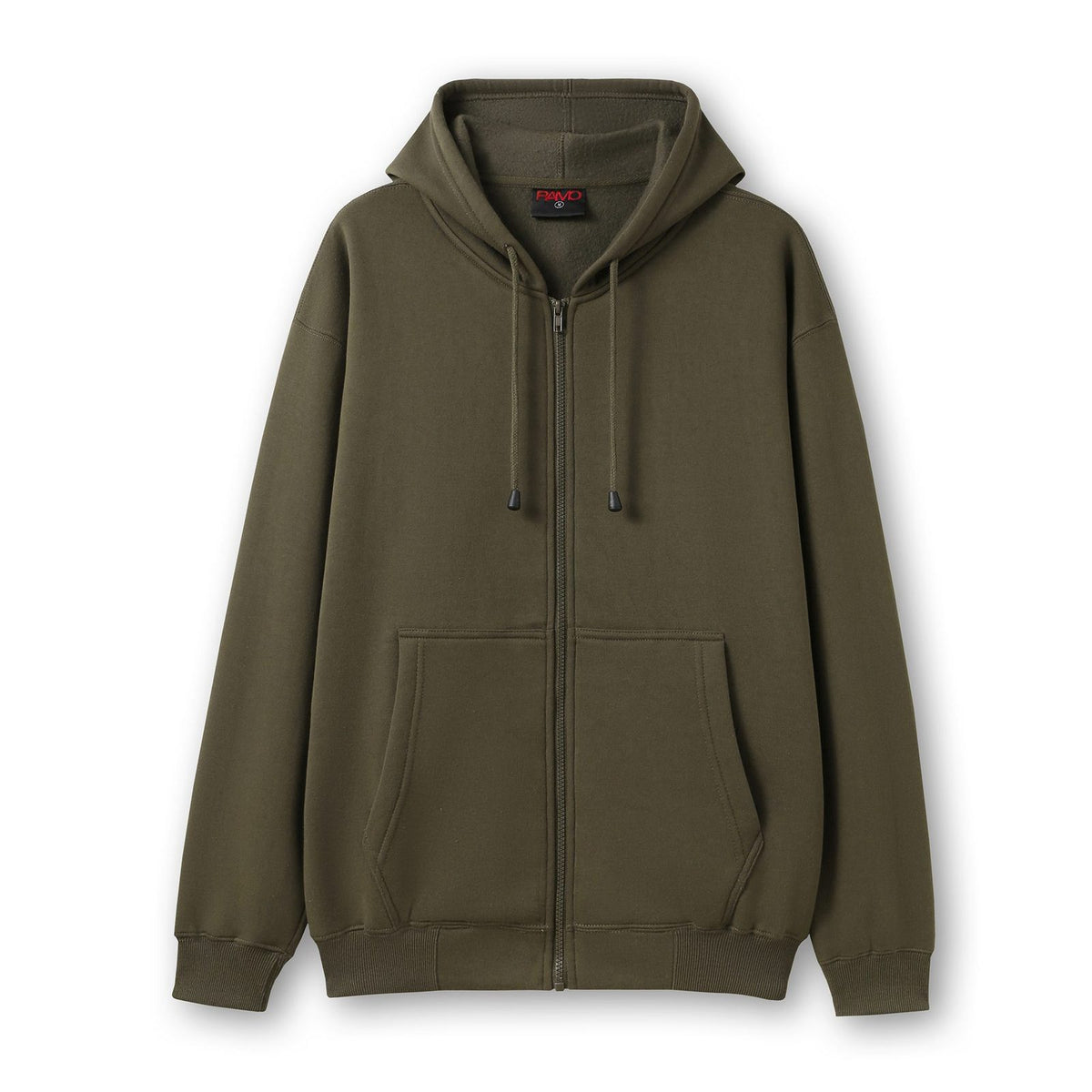 Mens Zip Hoodies with Pocket - Khaki - Front