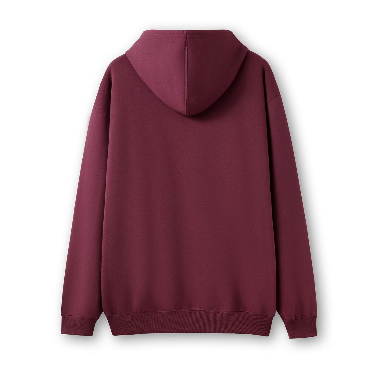 Mens Zip Hoodies with Pocket - Maroon - Back