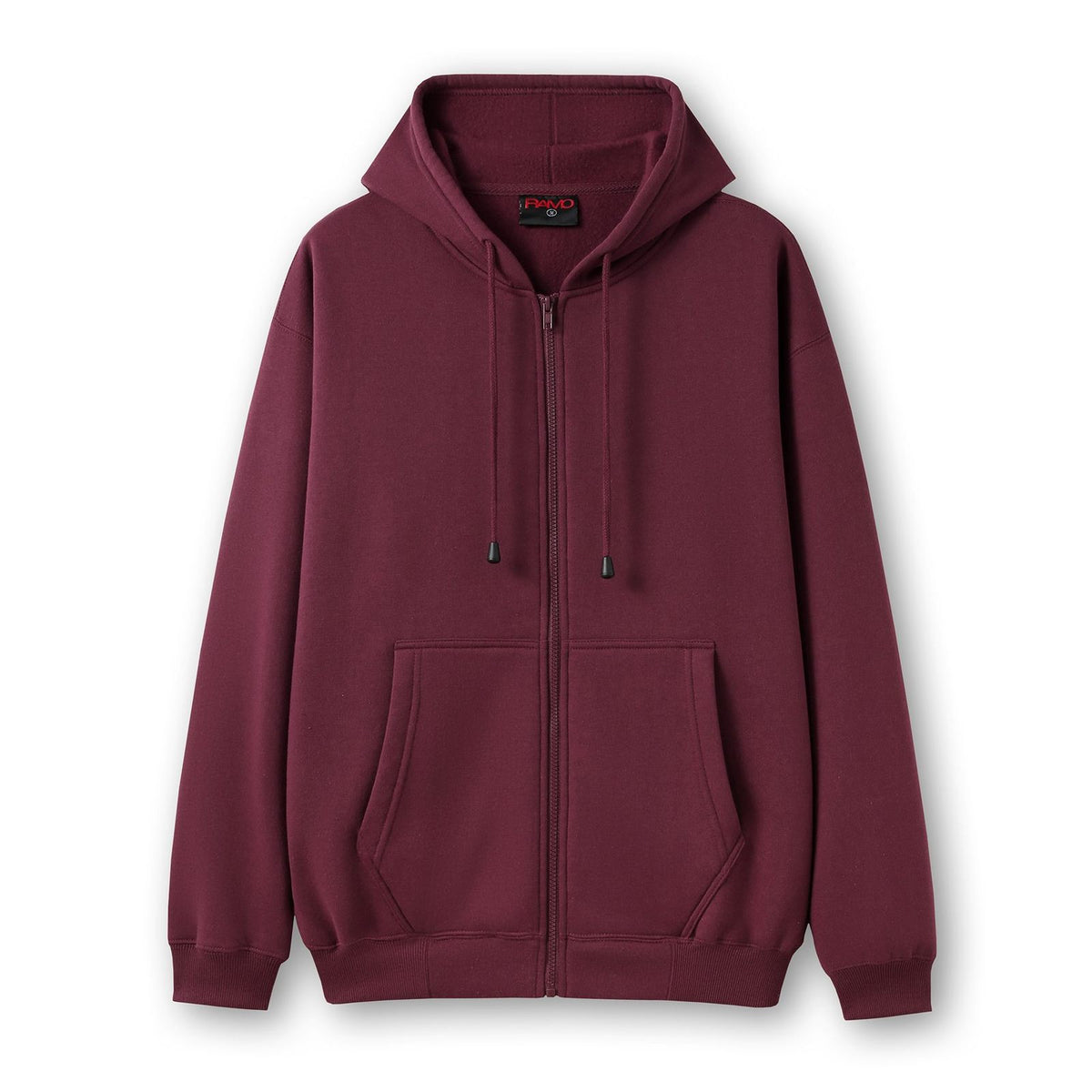 Mens Zip Hoodies with Pocket - Maroon - Front