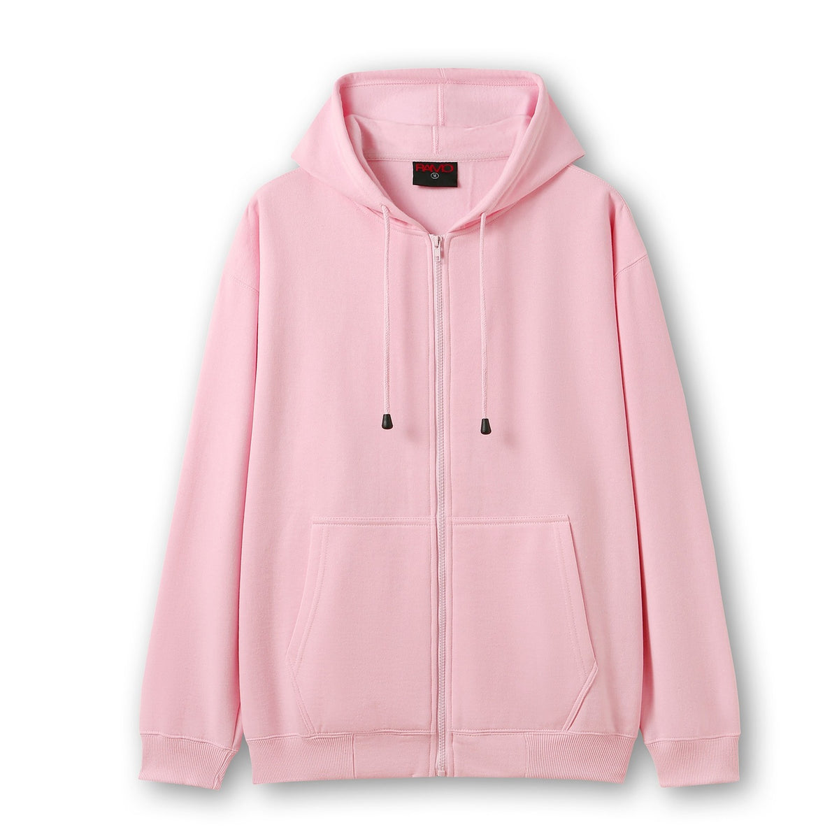 Mens Zip Hoodies with Pocket - Pink - Front