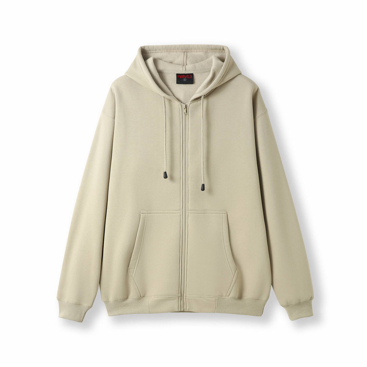 Mens Zip Hoodies with Pocket - Sand - Front