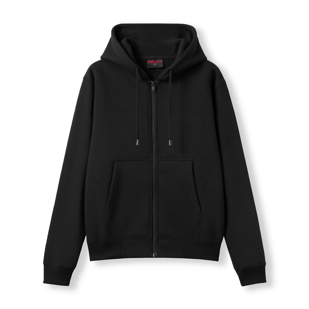 Womens/Juniors Zipper Hoodies with Pocket - Black - Front