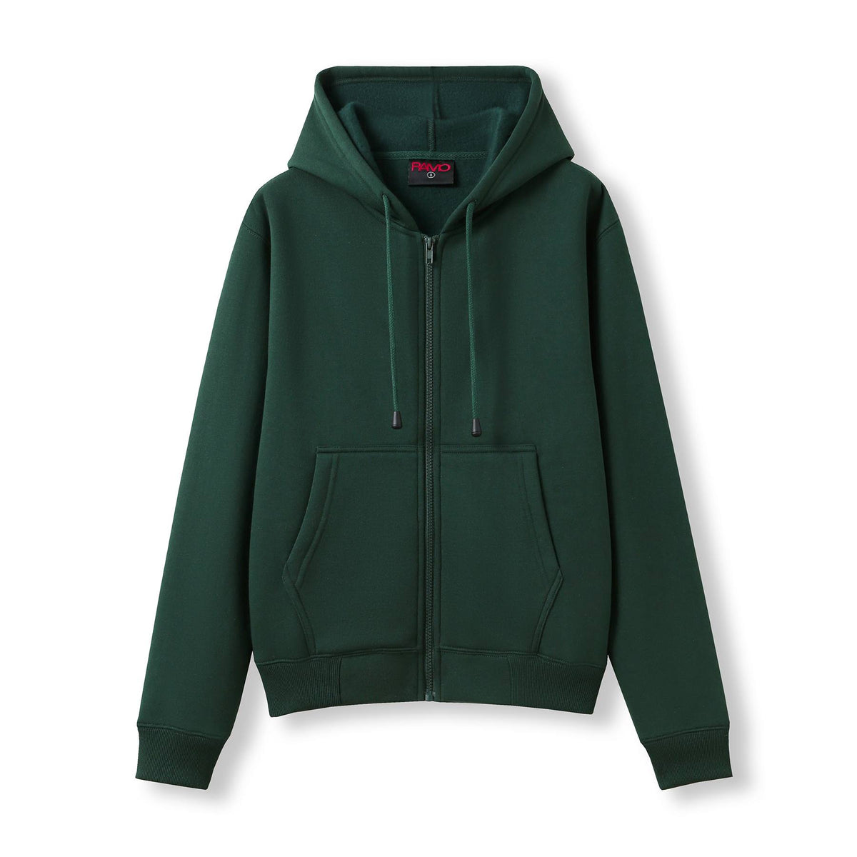 Womens/Juniors Zipper Hoodies with Pocket - Bottle Green - Front
