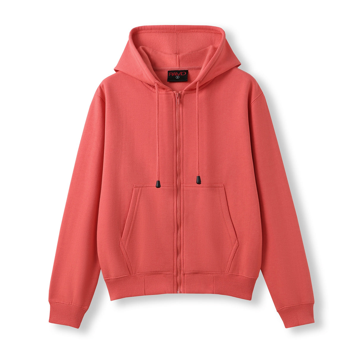 Womens/Juniors Zipper Hoodies with Pocket - Coral Red - Front